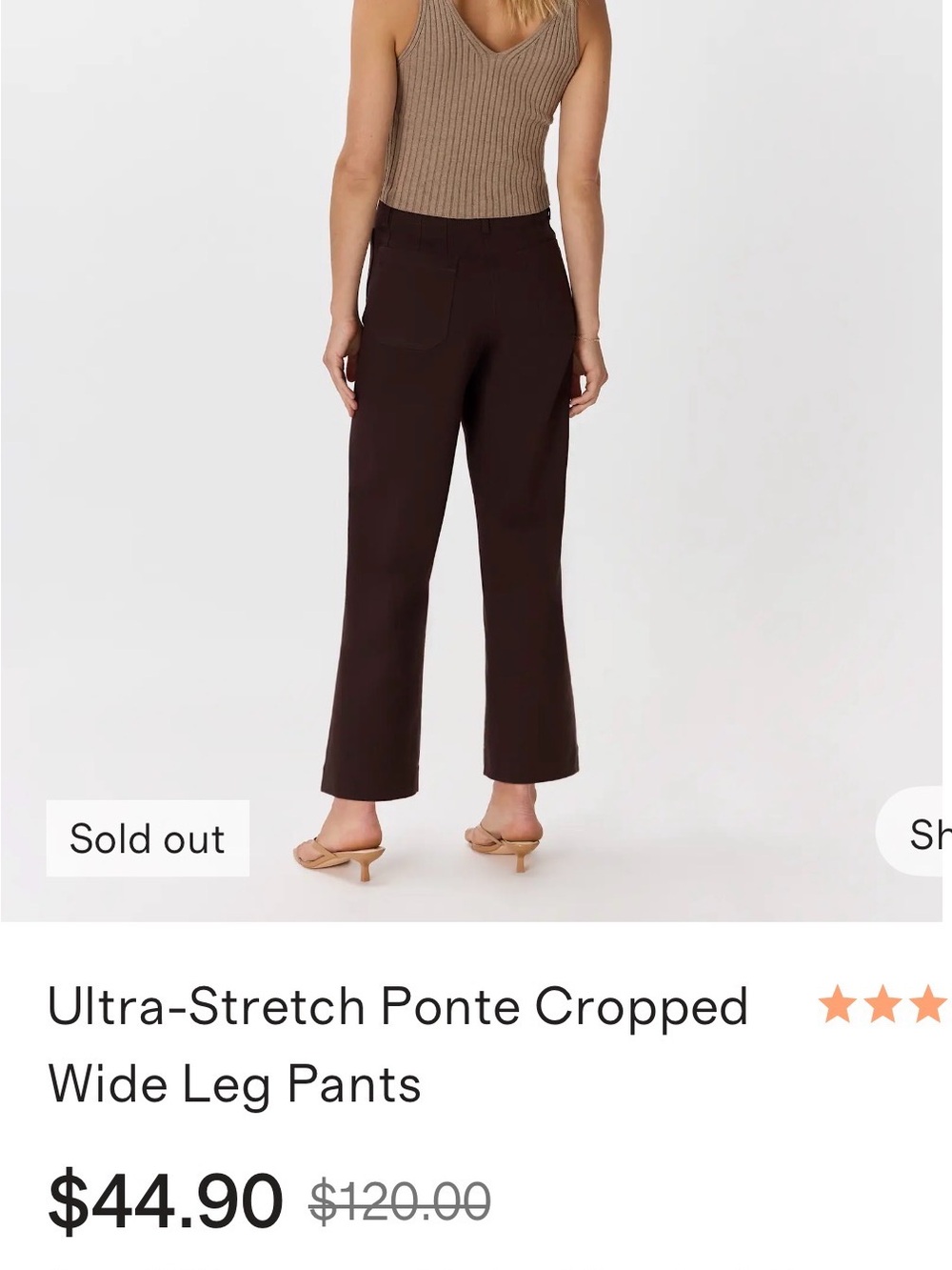 Quince Dark Brown Cropped Wide-Leg Ponte Pants